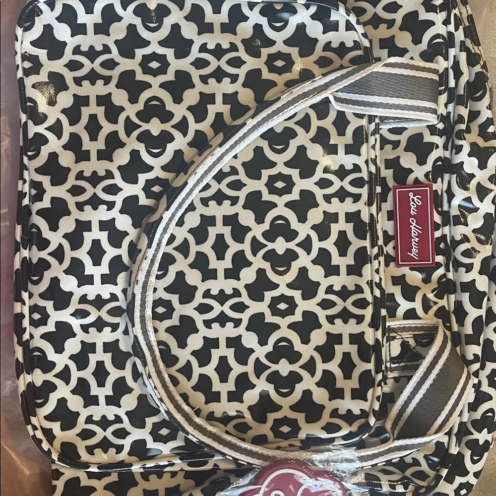 Vinyl coated fabric tote.